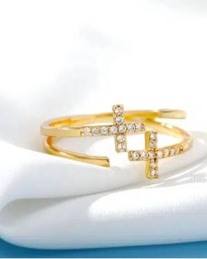 White Label Cross Ring - Metallic