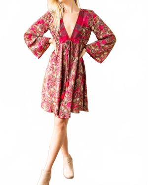 Cienna Sophie Flare Sleeve Mini Dress - Red