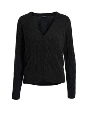 Minnie Rose Cable Knit Cardigan - Black