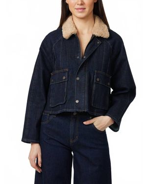 Habitual Cropped Barn Jacket - Blue