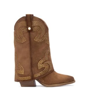 Xti Suede Foldover Booties By - Brown