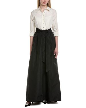 Teri Jon Solid Elbow Sleeve Maxi Dress - Black