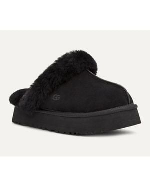 UGG Disquette 1122550-Blk Slippers Sheepskin Platform Rhs8359 - Black