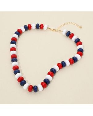 Fashnzfab Patriotic Beaded Necklace - Red