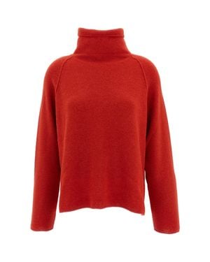 Casey Casey High Neck Funnel Neck Alpaca-Blend Sweater - Red
