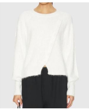 Bobi Diagnal Placket Raglan Sweater - White