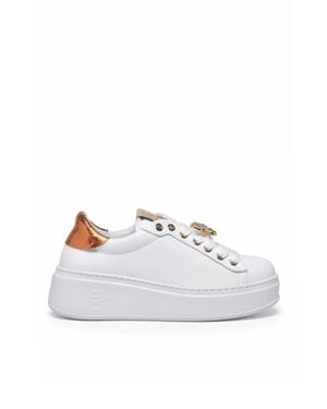 GIO+ Bronze Leather Wedge Sneakers - White