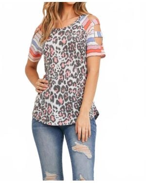 Collective Rack Leopard Stripe Cold Shoulder - Blue