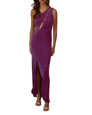 Endless Blu. One-Shoulder Stretch-Jersey Cutout Maxi Dress - Purple