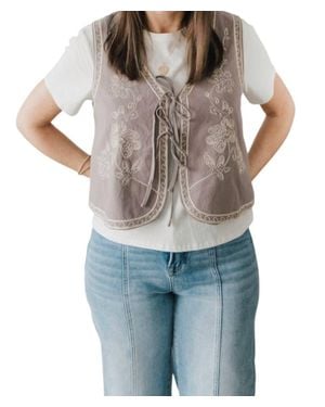 Easel Easy On Embroidered Vest - Gray