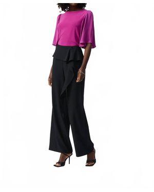 Joseph Ribkoff Woven Front Tie Wide Leg Pants - Purple