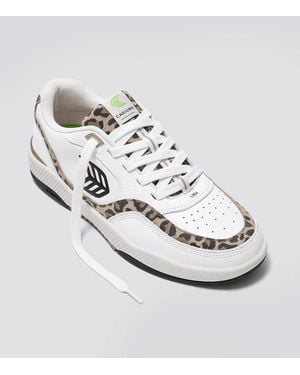 CARIUMA Uba Sneaker Leather Leopard Print Comfort Shoes Hawk2319 - White
