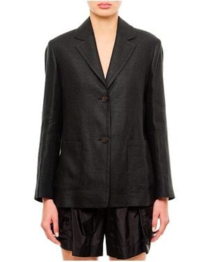 Max Mara Tailored Dark Denim Jacket With Classic Lapels - Black
