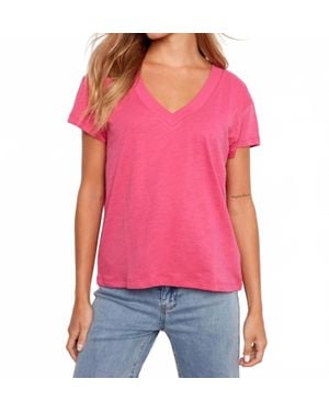 Charlie b Organic Cotton Drop Shoulder V-Neck T-Shirt - Red
