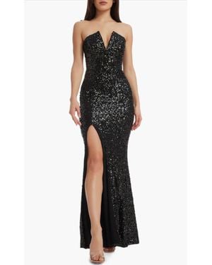 Dress the Population Fernanda Sequin Strapless Maxi Gown - Black
