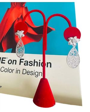 Avenue Chic Filigree Floral Earrings - Red