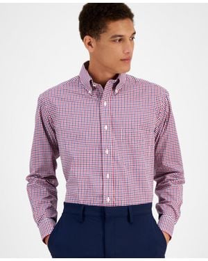 Club Room Dress Shirt Gingham Cotton Button Down Ups438 - Purple