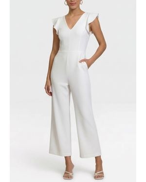 Rachel Roy Kate Ruffle Sleeve V-Neck Jumpsuit - White