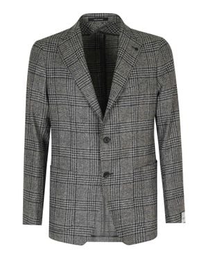 Tagliatore Galles Checkered Virgin Wool-Blend Blazer - Black