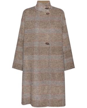 Elena Miro Loose Boxy High Collar Toggle Wool-Blend Coat - Natural