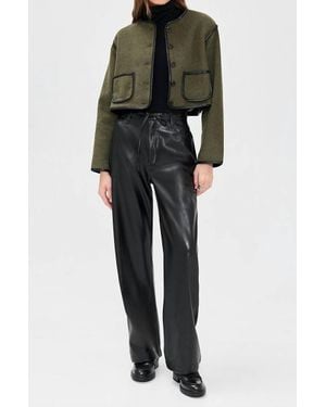 Moon River Faux Leather Trim Jacket - Black