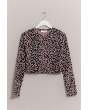 TRUEDAMES Animal Print Snap Down Crop Cardigan - Yellow