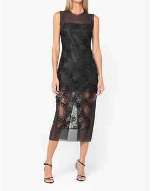JBQ Cove Sheer Lace Midi Dress - Black