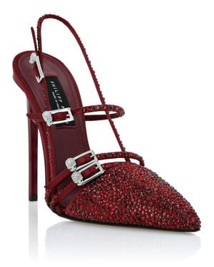 Philipp Plein Multi-Strap High-Heel Slingbacks 12 Mix Strass - Red