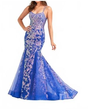 Ellie Wilde Scoop Mermaid Evening Dress - Blue