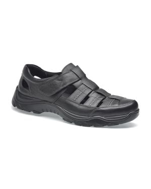Pazstor Closed Toe Leather Sandals- John - Black