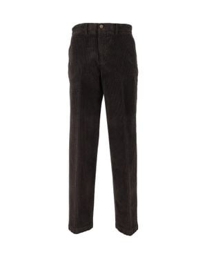 BRIGLIA Corduroy Straight-Leg Pants - Black