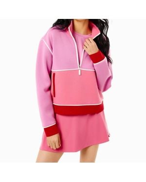 Addison Bay Active Pique Breakpoint Quarter Zip Sweatshirt - Pink