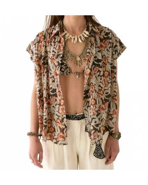 MAISON HOTEL Bobby Cap Sleeve Blouse - Brown