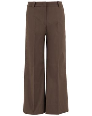 Ql2 Tailored Wide-Leg Stretch Cotton Pants - Brown