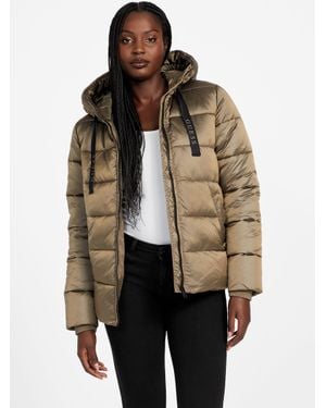 Guess Malina Woven Puffer Jacket - Natural