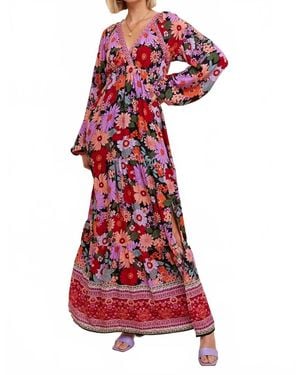 In-Loom Border Print Tiered Maxi Dress