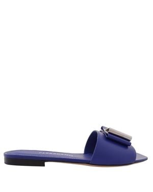 Ferragamo Ferragamo Lyana Double-Bow Slides, Size 7 C - Blue