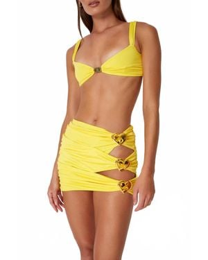 Cin Cin Coupe Heart Cut-Out Mini Skirt - Yellow