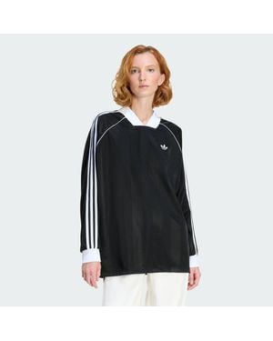 adidas 3-Stripes Jacquard Long Sleeve Tee - Black