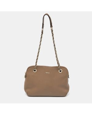 DKNY Leather Bryant Dome Crossbody Bag - Brown