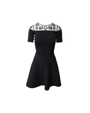 Sandro Rose Appliqued Mini Dress - Black