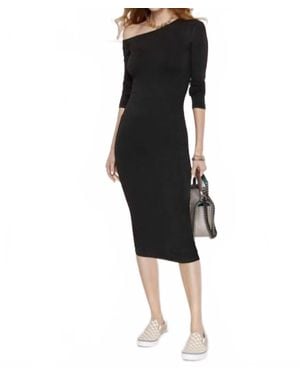 Heartloom Asymmetrical Rib Jersey Midi Dress - Black