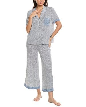 DKNY 2Pc Notch Top & Crop Pant Sleep Set - Blue