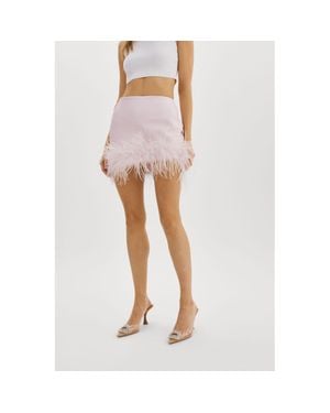 Lamarque Magnolia Feather Trim Mini Skirt - White