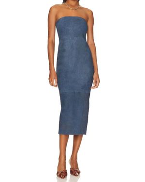 SPRWMN Denim Suede Tube Dress - Blue