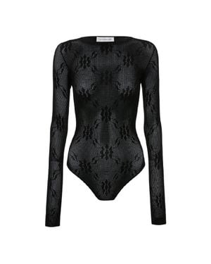 Victoria Beckham Long-Sleeve Backless Bodysuit - Black