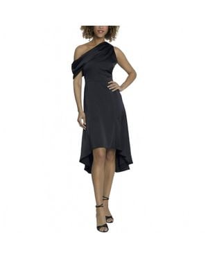 Maggy London Satin Drape Off Shoulder A-Line Dress - Black