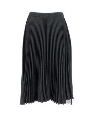 Plan C Asymmetrical Hem Pleated Maxi Skirt - Black