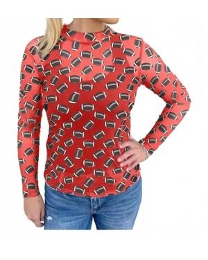 Aapparella Mesh Football Print Top - Red