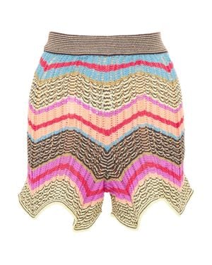 Missoni M Chevron Zig Zag Cotton Crochet Shorts - Pink